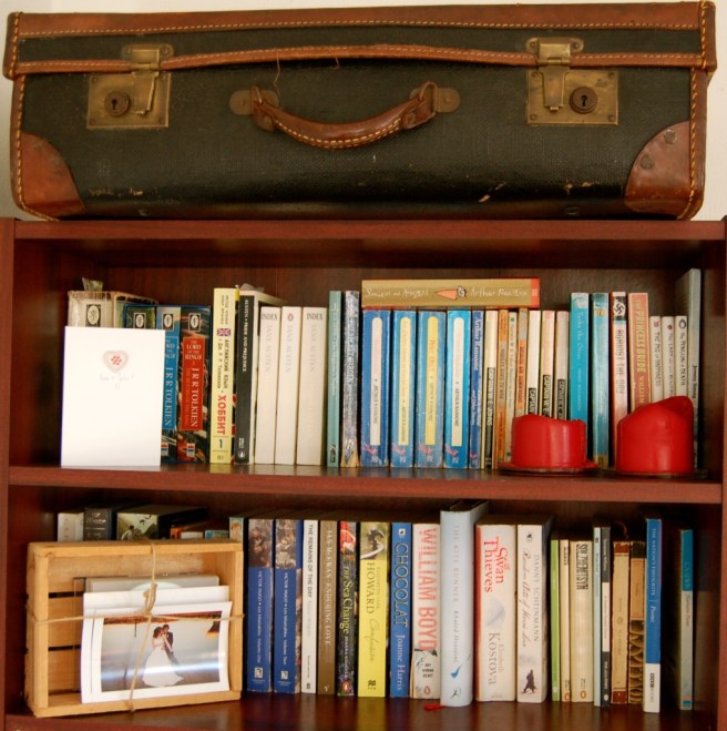 decluttering bookshelves